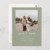 写真の日付を保存するSage Green Boho日付を保存する ポストカード (正面/裏面)