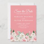 写真の日付を保存カードピーチフローラ 招待状 (裏面)