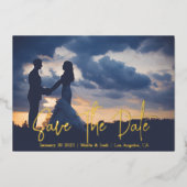 写真の日付を保存結婚する 箔招待状 (正面)