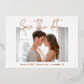 写真の日付を保存結婚する 箔招待状 (正面)