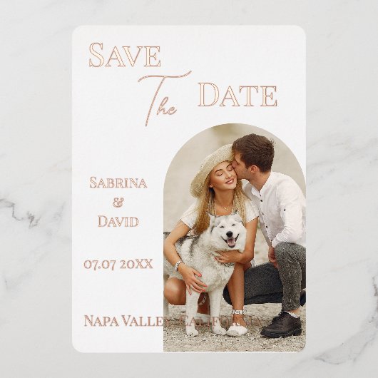 写真の日付を保存 箔招待状 (正面)