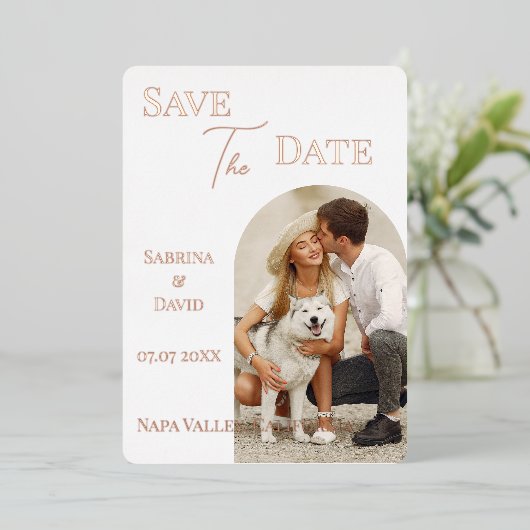 写真の日付を保存 箔招待状 (立ち正面)