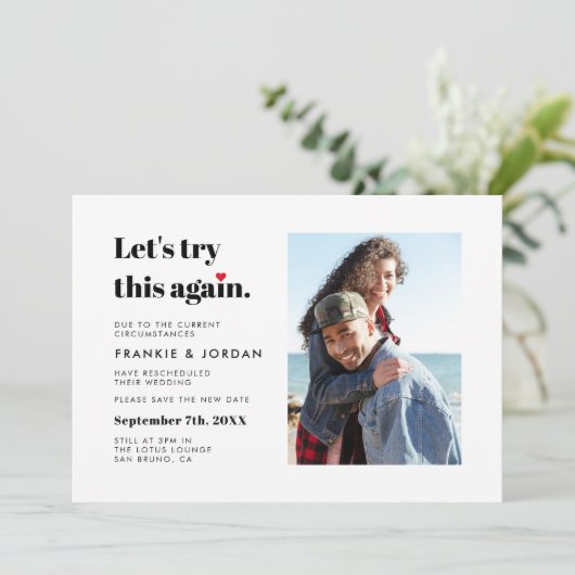 写真の日付を結婚変更する 招待状 (スタンド正面)