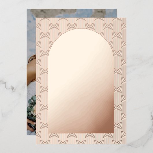 写真の日付ゴールドフォイルのカードを保存 箔招待状 (正面/裏面)