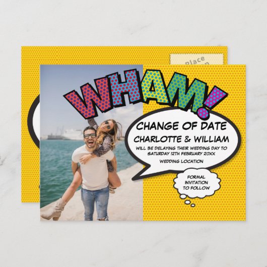 写真の日付変更おもしろいモダン漫画 ポストカード (正面/裏面)