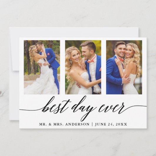 写真の書結婚道の最高の日の3回 サンキューカード (正面)