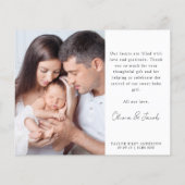 写真の書道の名前誕生の状態新生児感謝してい (裏面)