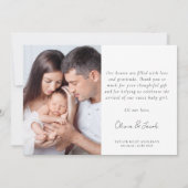 写真の書道の名前誕生の状態新生児 案内状 (裏面)