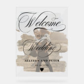 写真の書道シックな写真結婚の歓迎 アクリルサイン (正面)