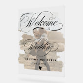 写真の書道シックな写真結婚の歓迎 アクリルサイン (傾斜)