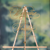 写真の書道シックな金ゴールド結婚の歓迎 アクリルサイン (ニュートラル)