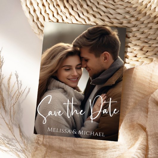 写真の書道スクリプトの保存エレガント セーブザデート