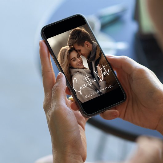 写真の書道スクリプトの保存エレガント セーブザデート