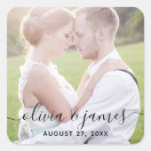 写真の書道スタイリッシュを追加結婚する スクエアシール (正面)