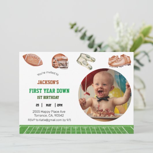 写真の最初の年を過ぎた誕生日の招待 招待状 (スタンド正面)