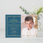 写真の最初の聖餐式金ゴールド 招待状 (スタンド正面)