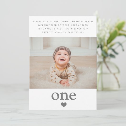 写真の最初の誕生日パーティーハート1 招待状 (スタンド正面)