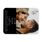 写真の最後の黒い結婚式の日付を保存 マグネット (横)