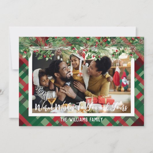 写真の格子柄 クリスマスカード 招待状 (正面)