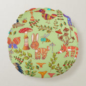 写真の森林生活。動植物ビンタ ラウンドクッション (正面)