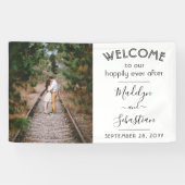 写真の歓迎シンプル後の楽し結婚み 横断幕 (横)