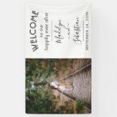 写真の歓迎シンプル後の楽し結婚み 横断幕 (縦)