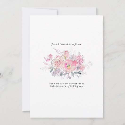 写真の水彩フローラ日付を保存 セーブザデート (裏面)