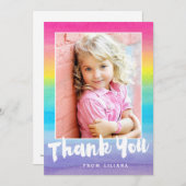 写真の水彩画の虹のサンキューカード サンキューカード (正面/裏面)