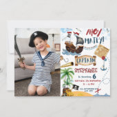 写真の海賊誕生日パーティー 招待状 (正面)