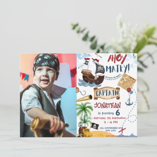 写真の海賊誕生日パーティー 招待状 (スタンド正面)