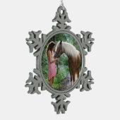 写真の準備完了 スノーフレークピューターオーナメント (左)