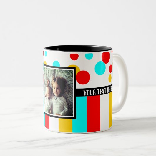 写真の点は縞で飾り、 ツートーンマグカップ (正面右)