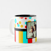 写真の点は縞で飾り、 ツートーンマグカップ (正面左)