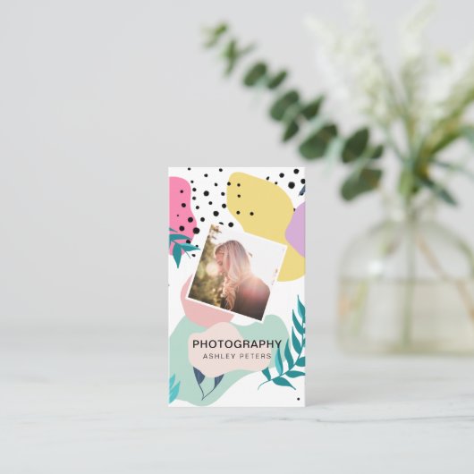 写真の熱帯形状パステルシック写真 名刺 (スタンド正面)