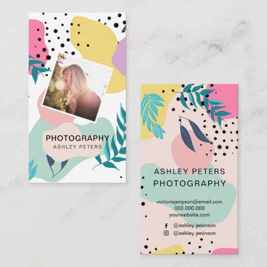 写真の熱帯形状パステルシック写真 名刺 (正面/裏面)