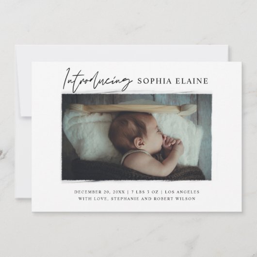 写真の生まれたばかりの誕生 案内状 (正面)