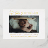 写真の生まれたばかりの誕生 箔招待状 (正面)