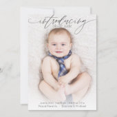 写真の生誕モダン生発表青 案内状 (正面)