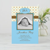 写真の男の赤ちゃんの誕生の発表 招待状 (スタンド正面)