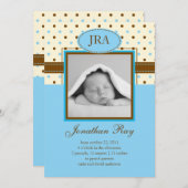 写真の男の赤ちゃんの誕生の発表 招待状 (正面/裏面)