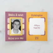 写真の男性へ追加burgundy orange 21st誕生日 カード (内部)