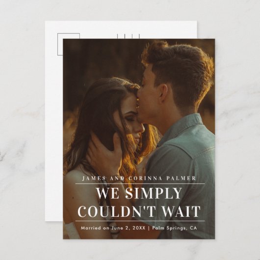 写真の発表が待ち遠結婚かった 案内ポストカード (正面/裏面)