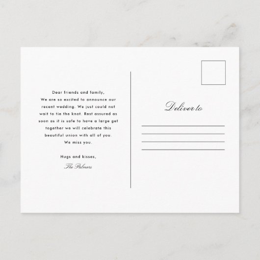 写真の発表が待ち遠結婚かった 案内ポストカード (裏面)