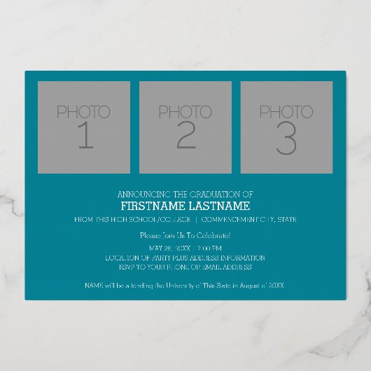 写真の発表とグラードパーティの招待状 箔招待状 (裏面)