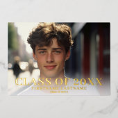 写真の発表と卒業パーティーの招待状 箔招待状 (正面)