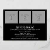 写真の発表と卒業パーティーの招待状 箔招待状 (裏面)