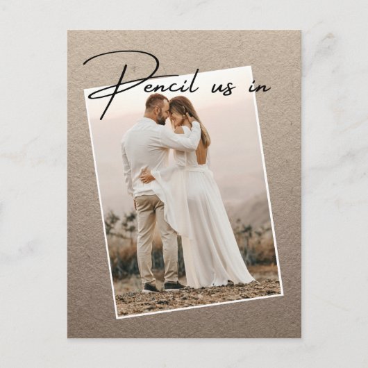 写真の発表日を保存する私たち結婚を鉛筆 案内ポストカード (正面)