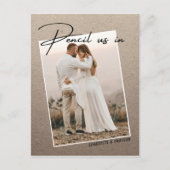 写真の発表日を保存する私たち結婚を鉛筆 案内ポストカード (正面)