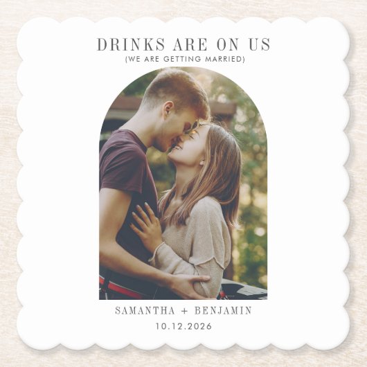 写真の発表日を結婚保存 ペーパーコースター (正面)