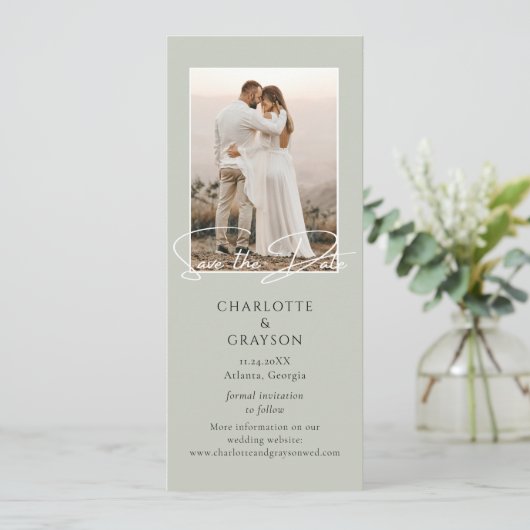 写真の発表日スタイリッシュを結婚保存 案内状 (スタンド正面)